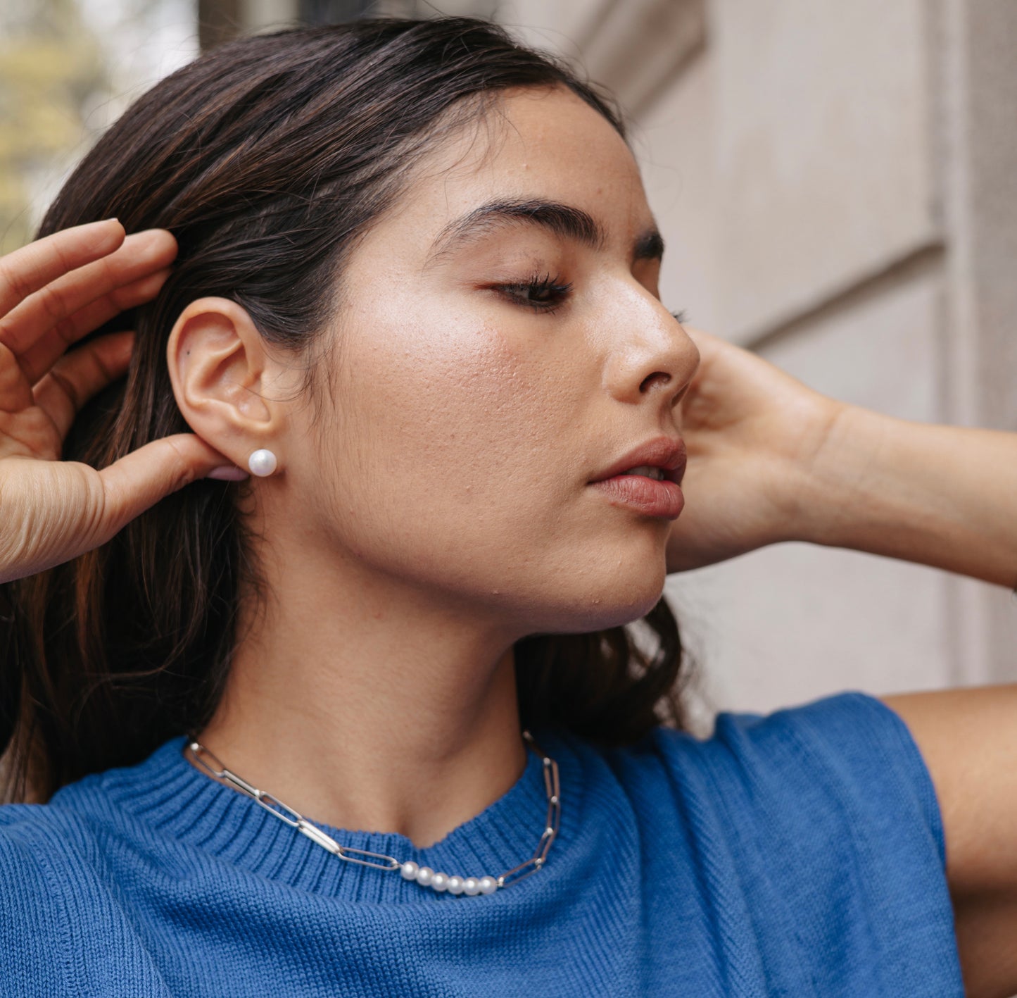 Aretes perla mediana