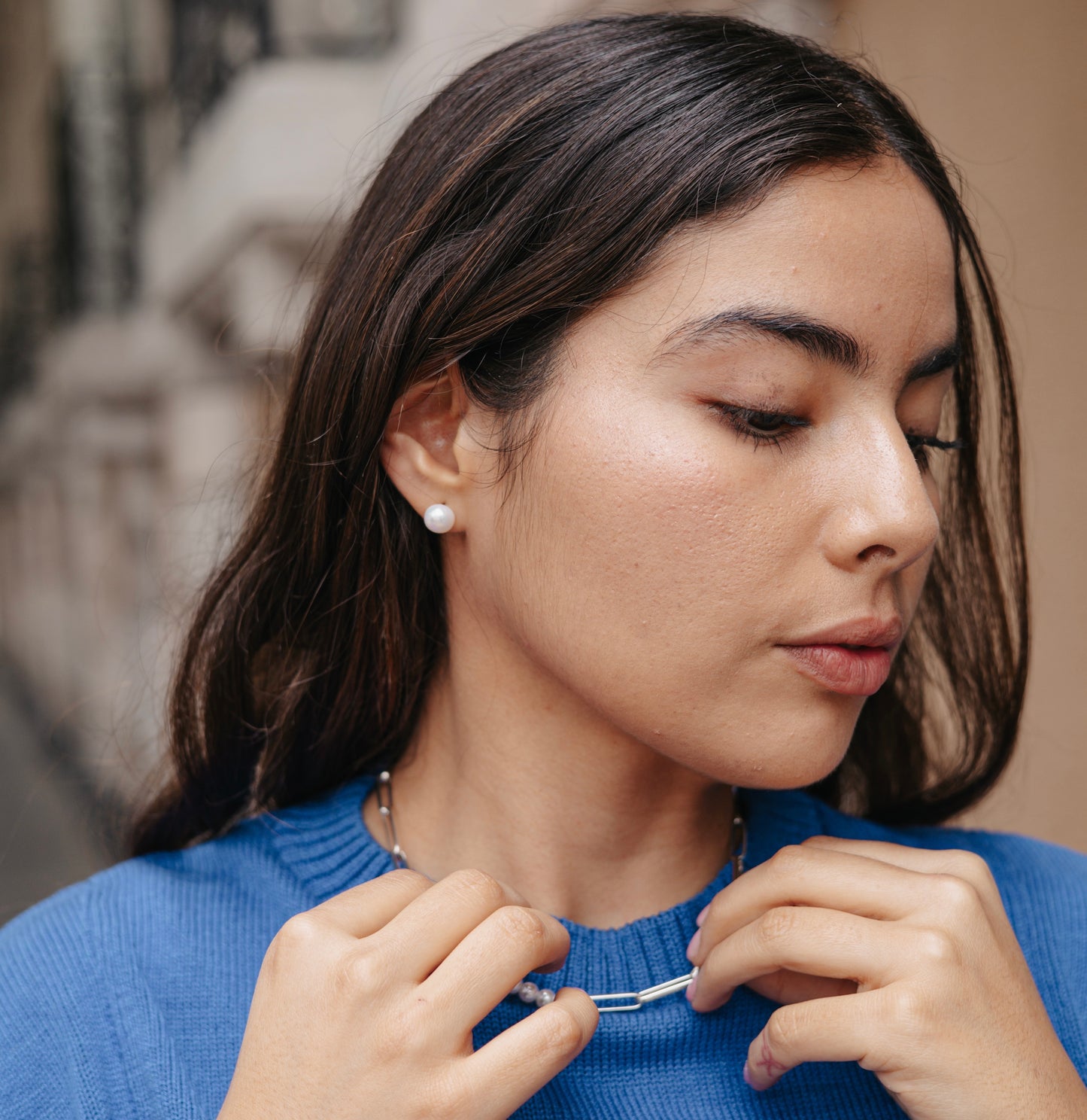 Aretes perla mediana