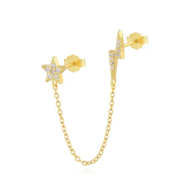Piercing cadena con estrella y rayo