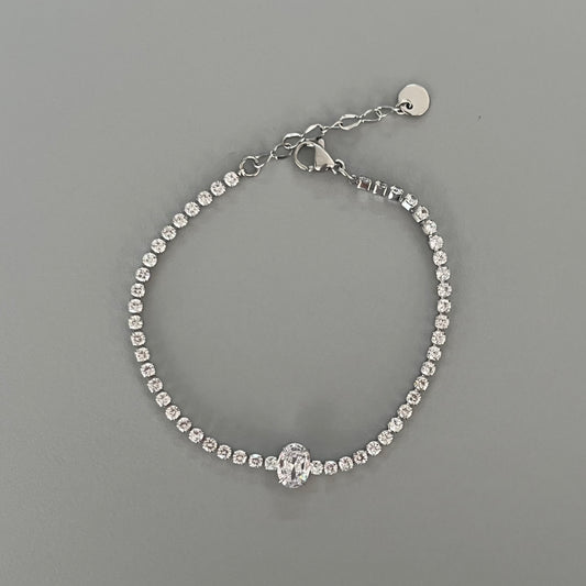 Pulsera óvalo plateada