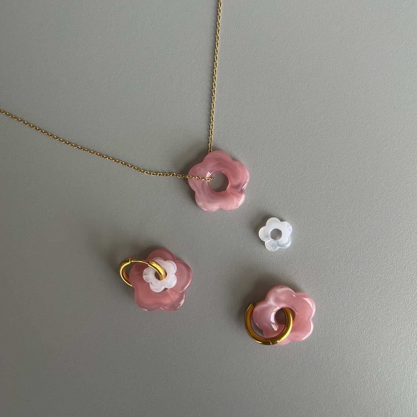 Set aretes flores rosas