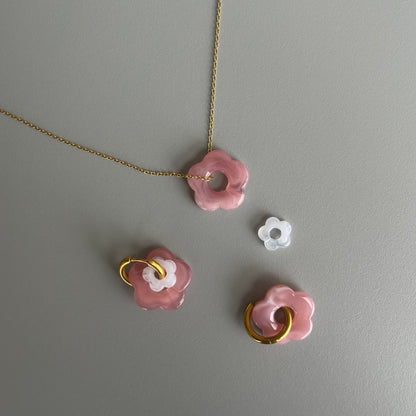 Set aretes flores rosas
