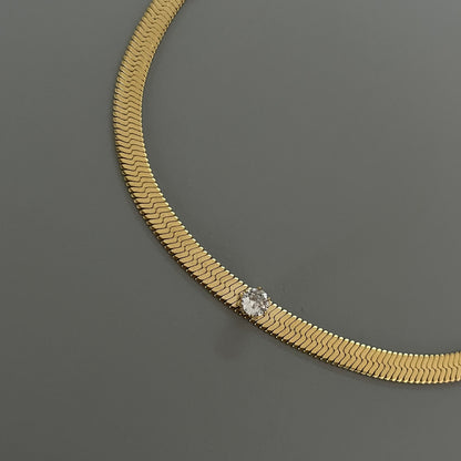 Collar cadena serpiente con zirconia