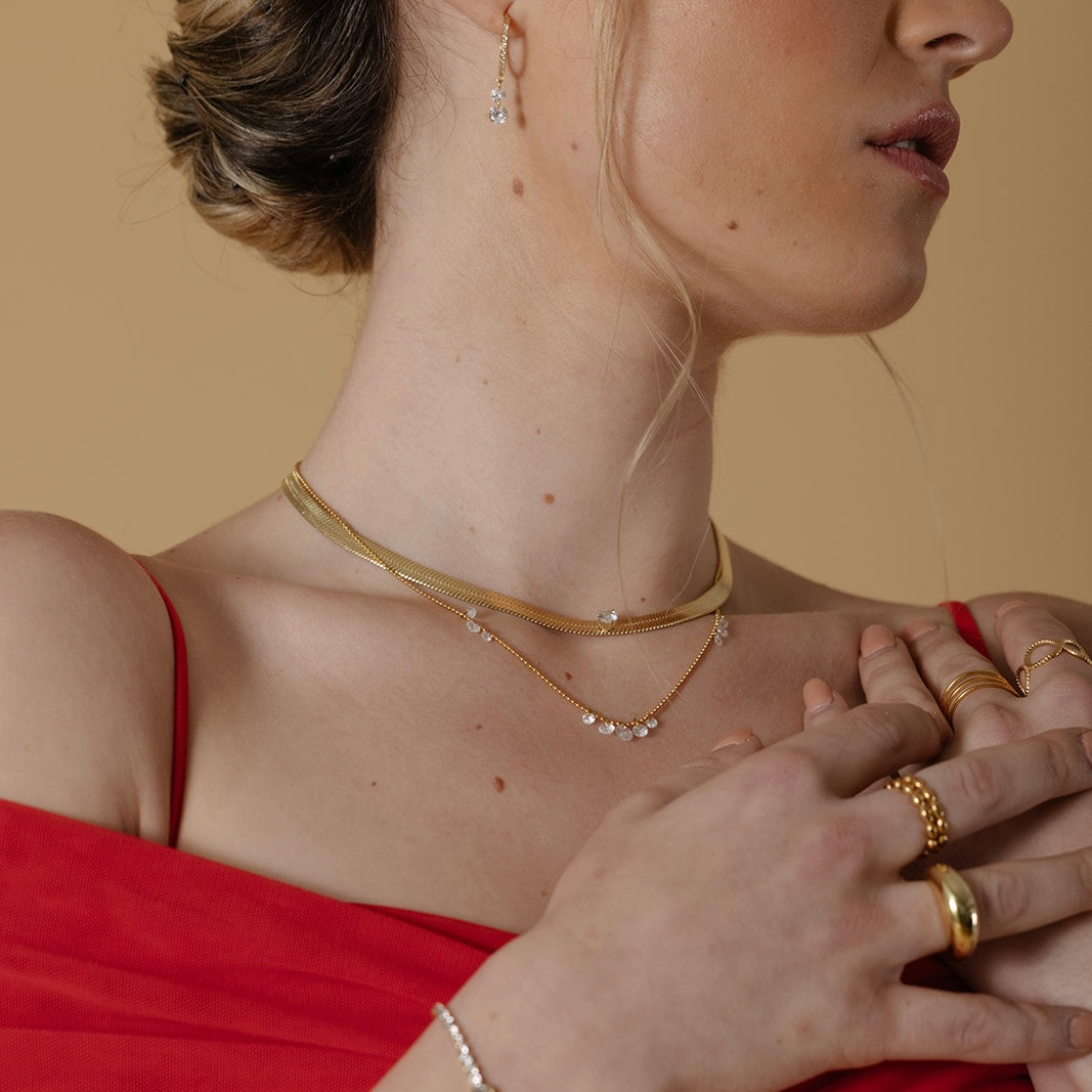 Collar cadena serpiente con zirconia