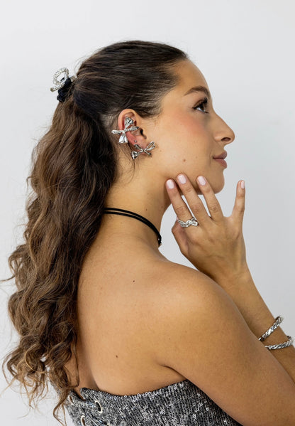 Aretes moño con ear cuff