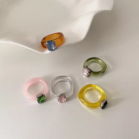 Set de anillos gemas colores