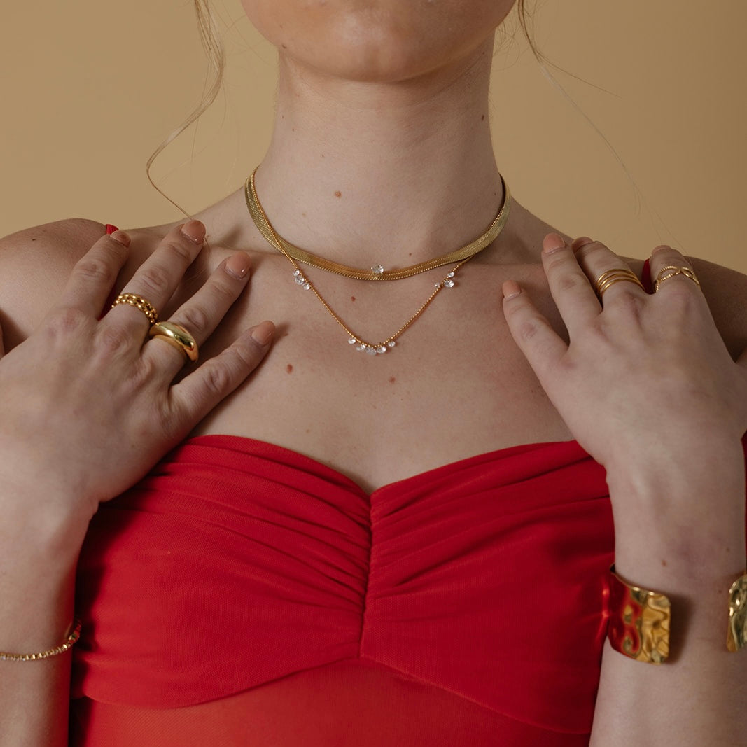 Collar cadena serpiente con zirconia