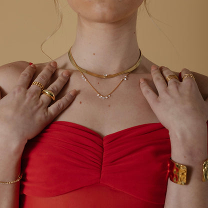 Collar cadena serpiente con zirconia