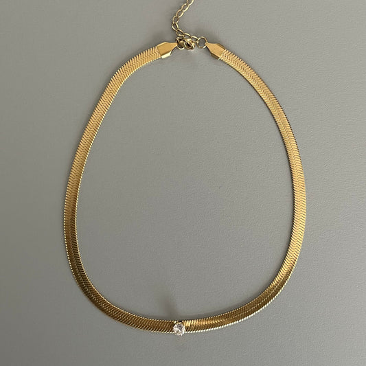 Collar cadena serpiente con zirconia