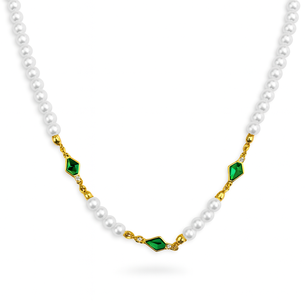 Collar Perlas y Esmeraldas
