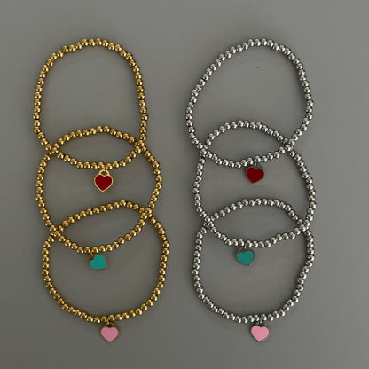 Pulseras corazón esmalte