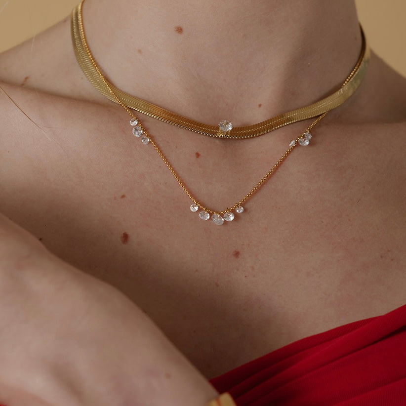 Collar cadena serpiente con zirconia