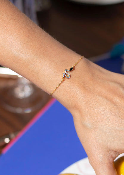 Pulsera serpiente con zirconias negras
