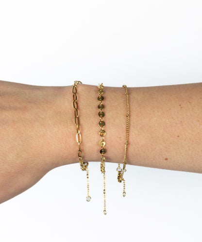 Set pulseras de círculos y cadena