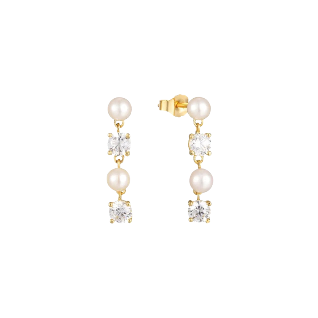 Aretes caída con perla