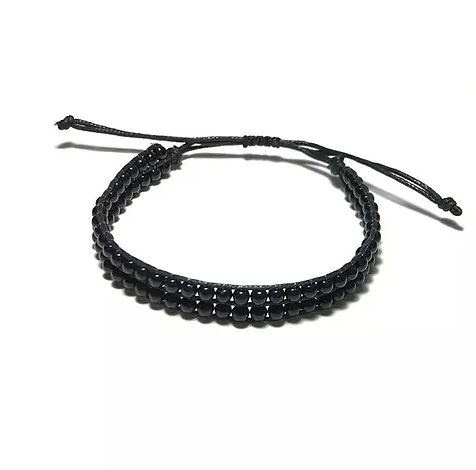 Pulsera doble de cuentas negras