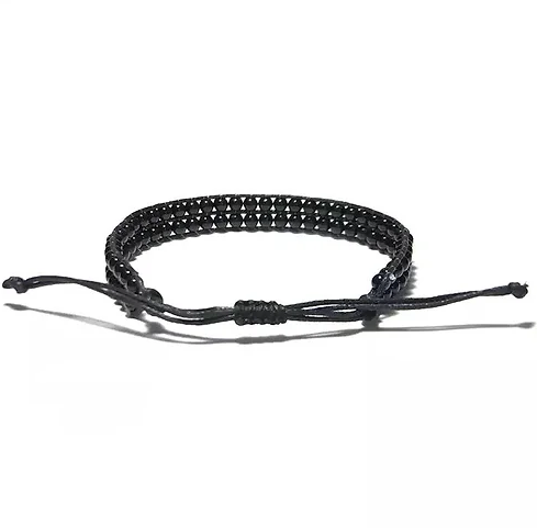 Pulsera doble de cuentas negras