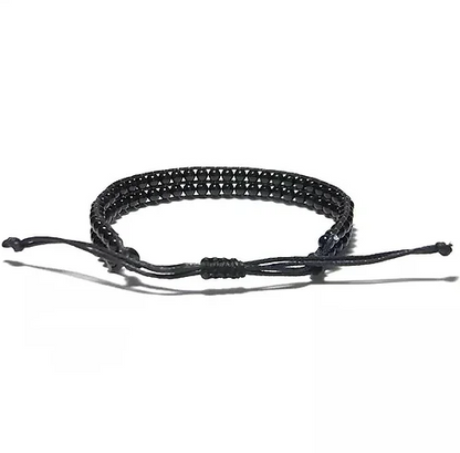 Pulsera doble de cuentas negras