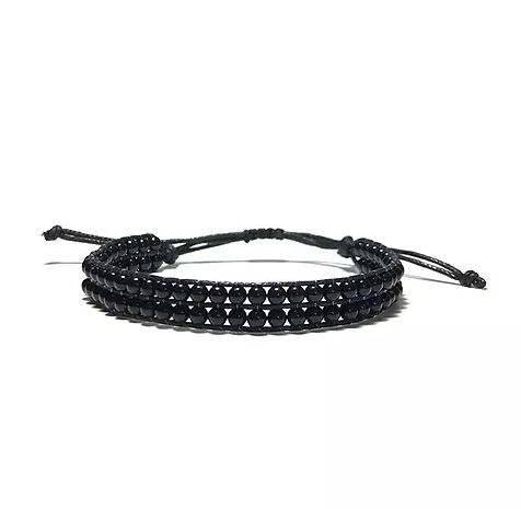 Pulsera doble de cuentas negras