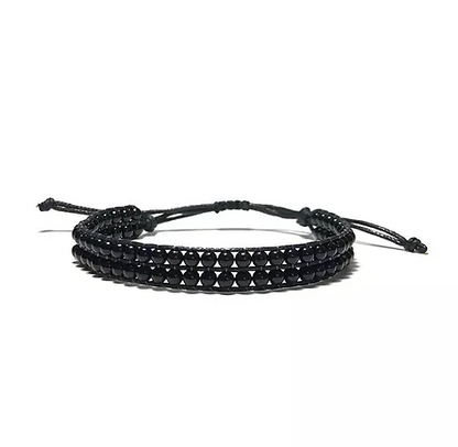 Pulsera doble de cuentas negras