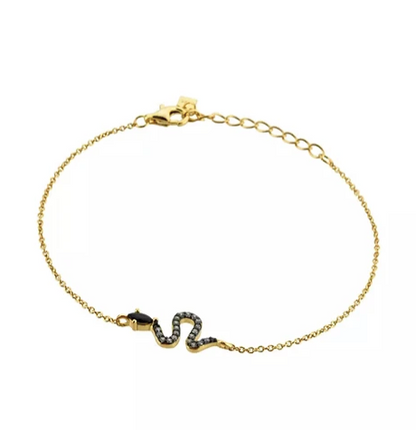 Pulsera serpiente con zirconias negras