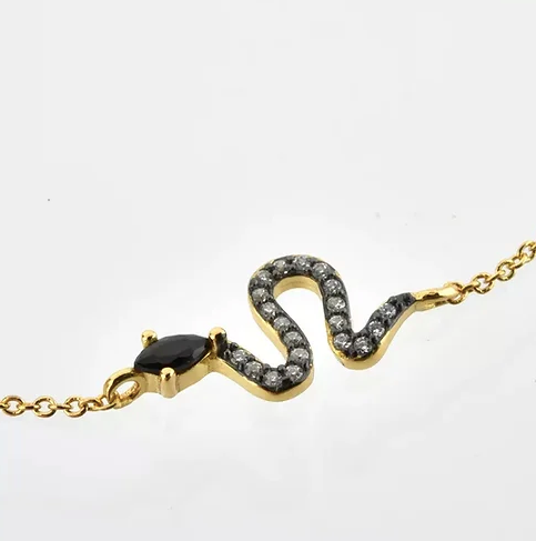 Pulsera serpiente con zirconias negras