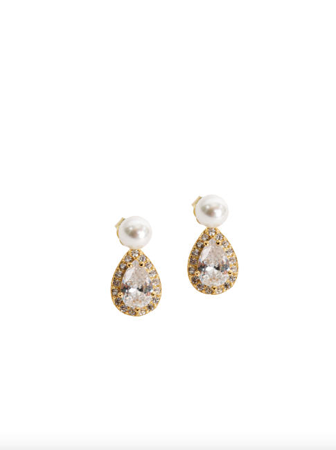 Aretes gota con perla