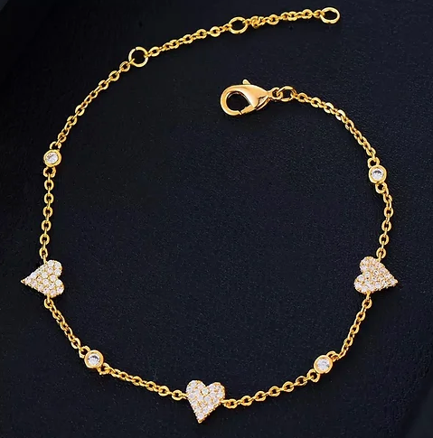 Pulsera con corazones de zirconias