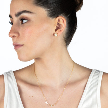 Aretes sol de perla y zirconia